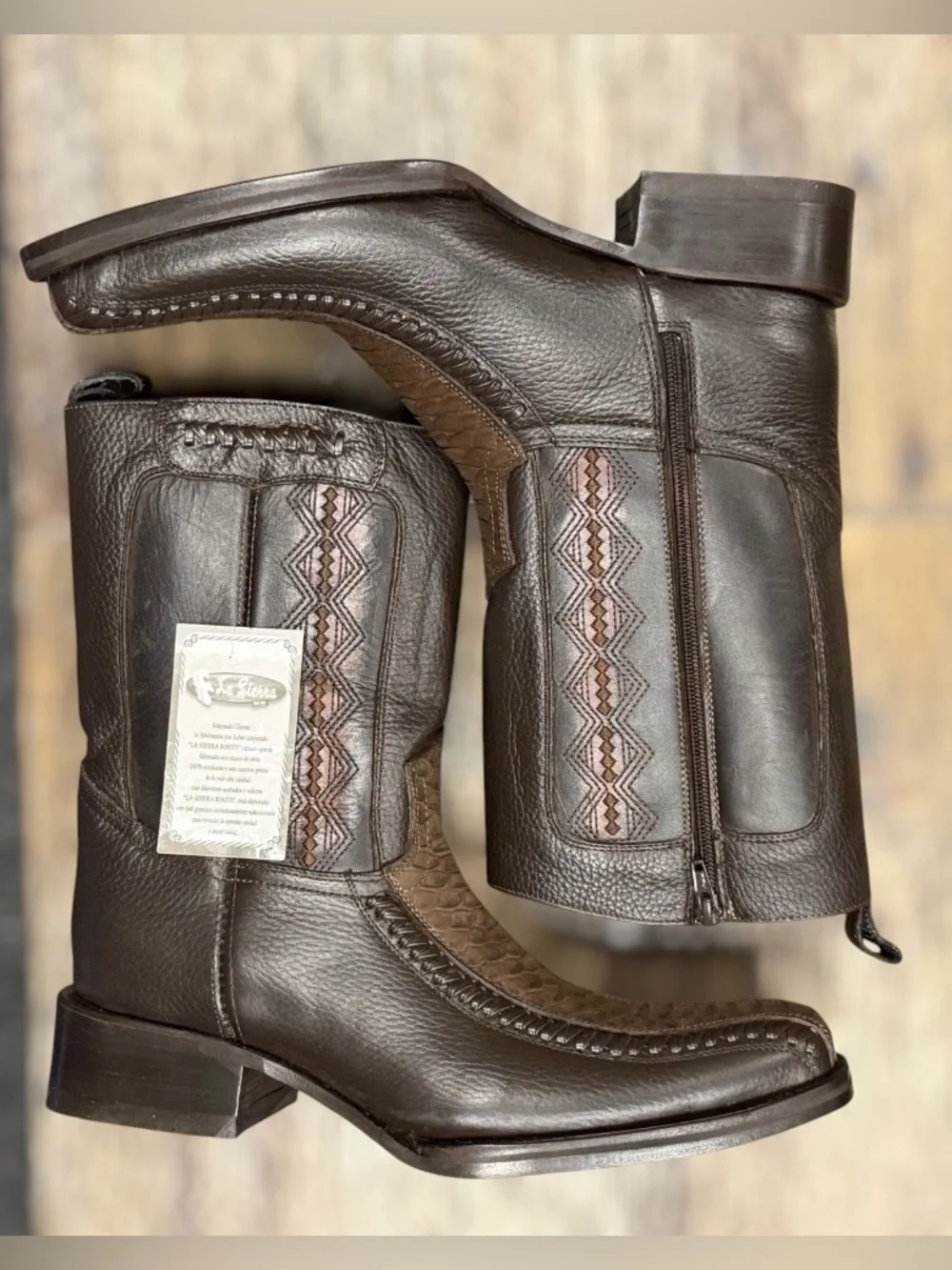 La Sierra Zipper Western Boots Brown 9.5